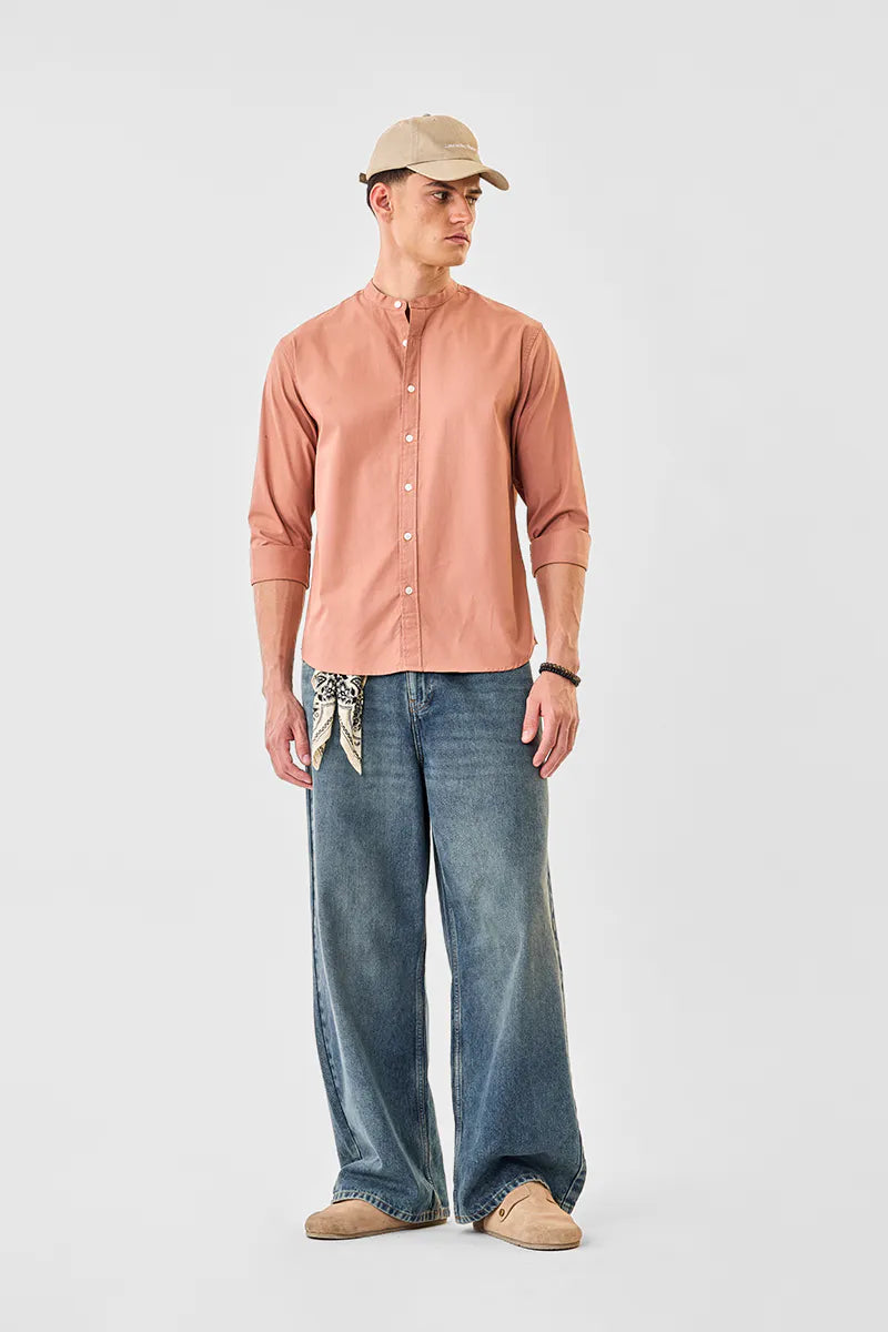 Sleek Mandarin Oxford Shirt