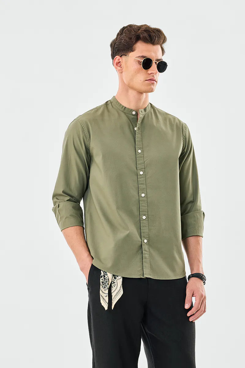 Timeless Chinese Collar Oxford Shirt