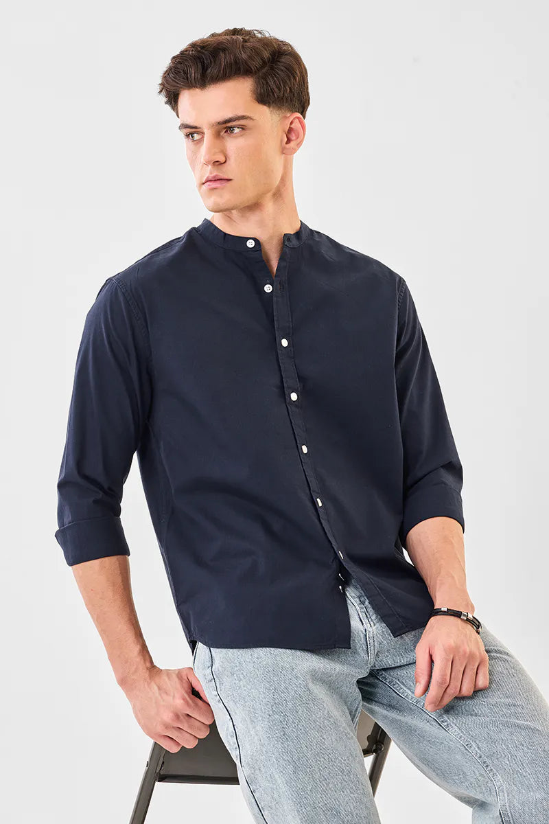Modern Minimal Oxford Mandarin Shirt