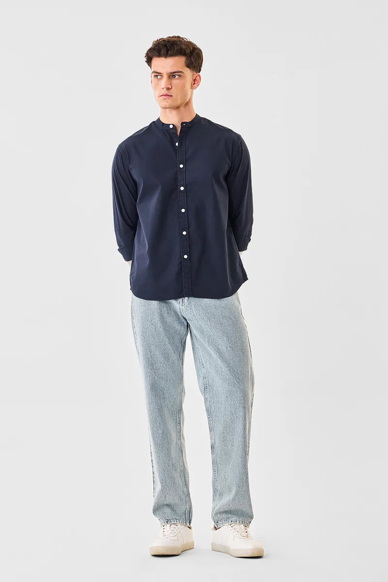 Modern Minimal Oxford Mandarin Shirt