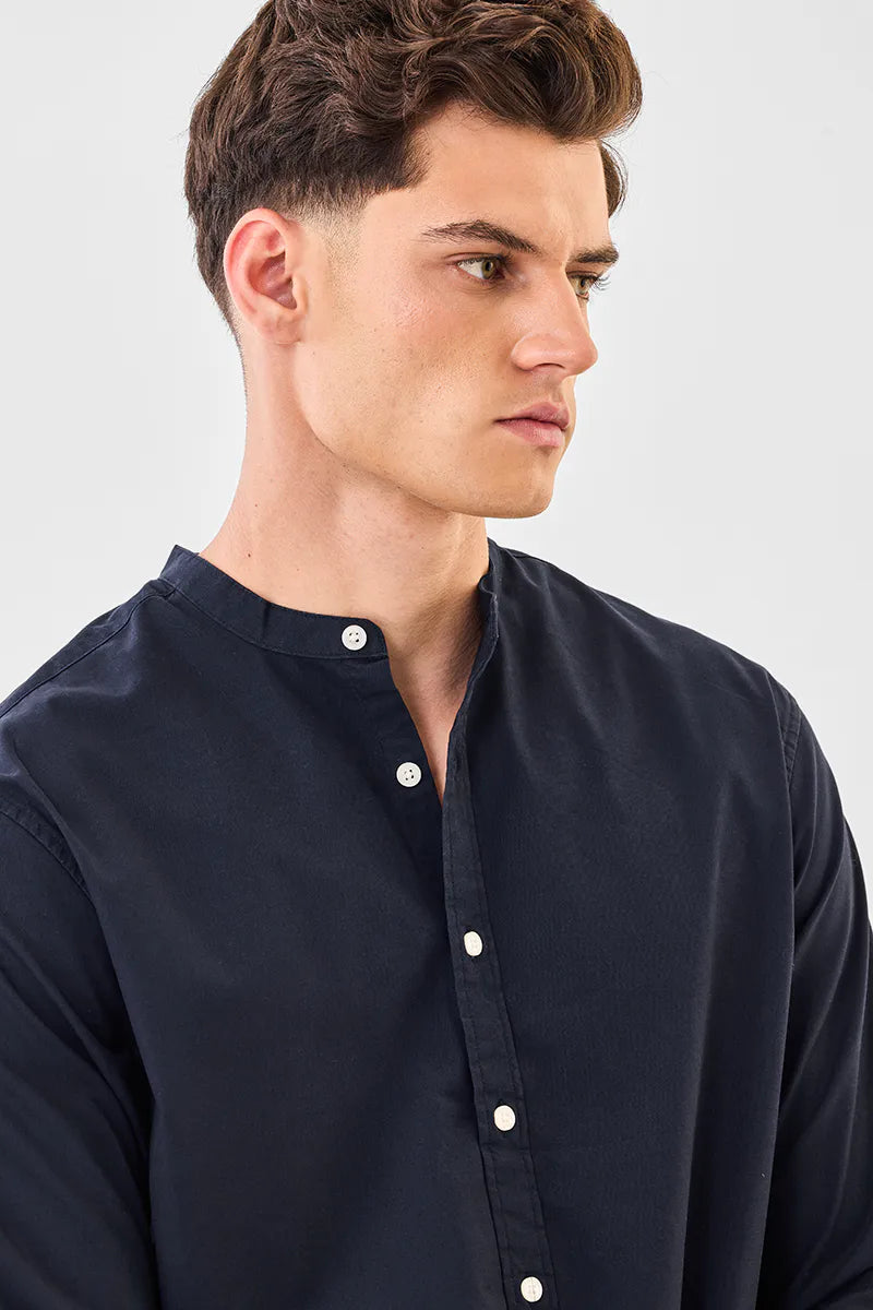 Modern Minimal Oxford Mandarin Shirt