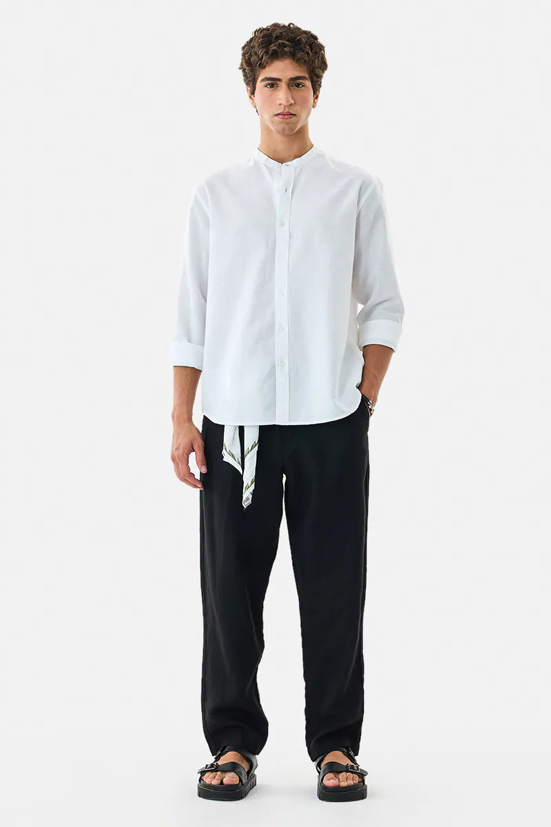 Sophisticated Mandarin Linen Blend Shirt