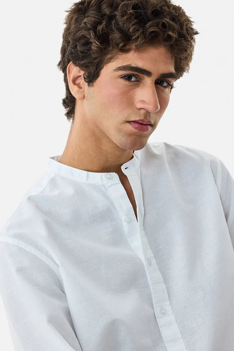 Sophisticated Mandarin Linen Blend Shirt