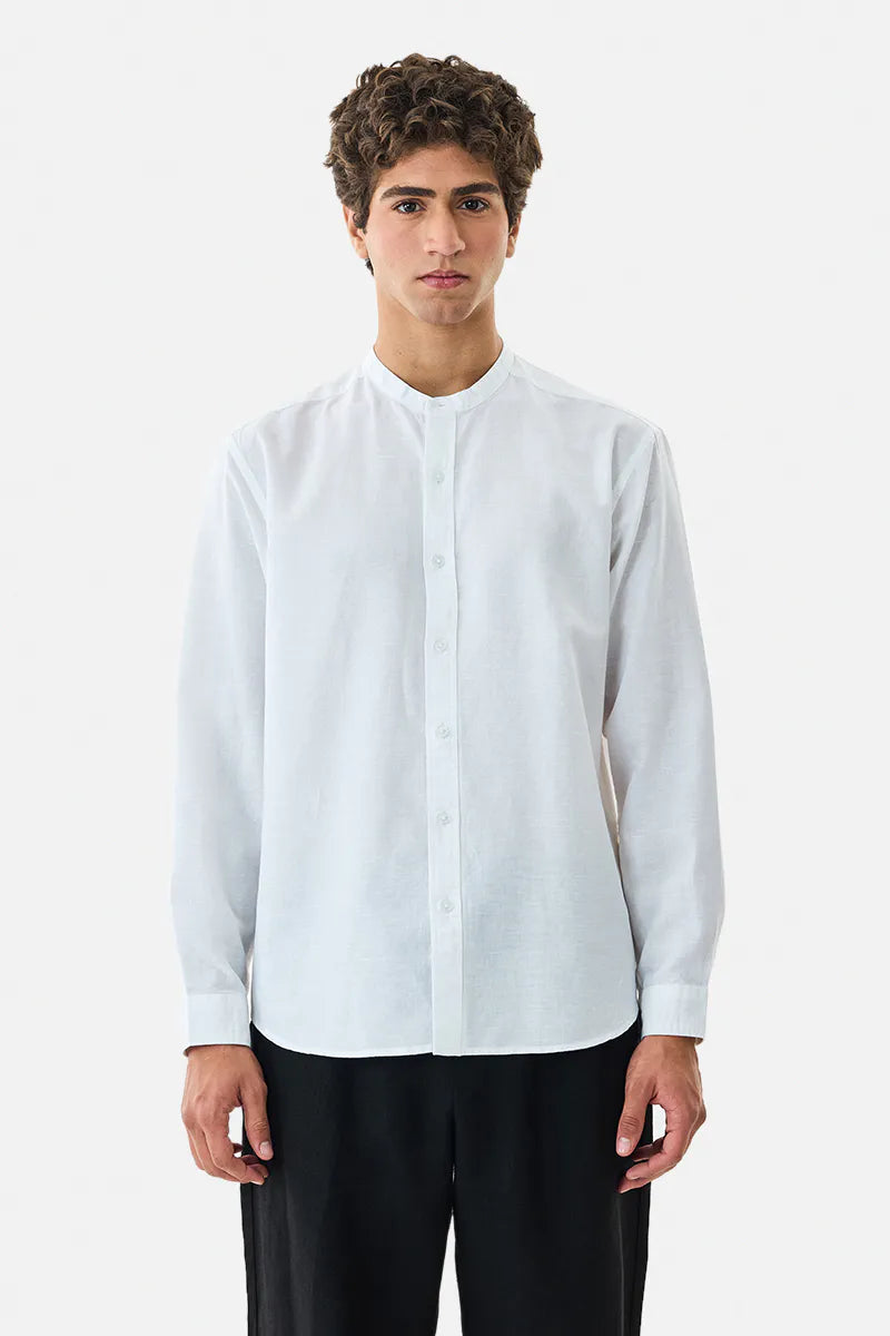 Sophisticated Mandarin Linen Blend Shirt