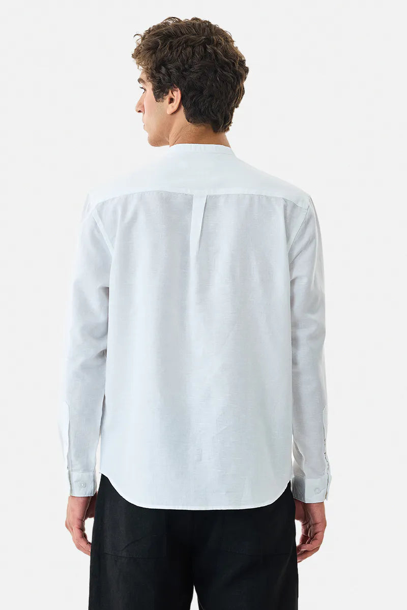 Sophisticated Mandarin Linen Blend Shirt