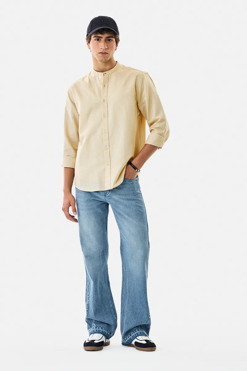 Elegant Chinese Collar Linen Blend Shirt