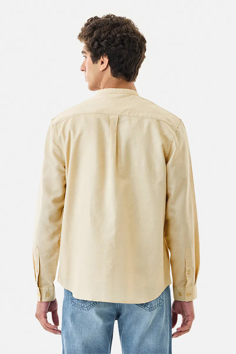 Elegant Chinese Collar Linen Blend Shirt