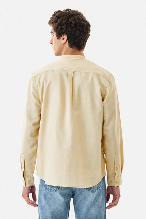 Elegant Chinese Collar Linen Blend Shirt